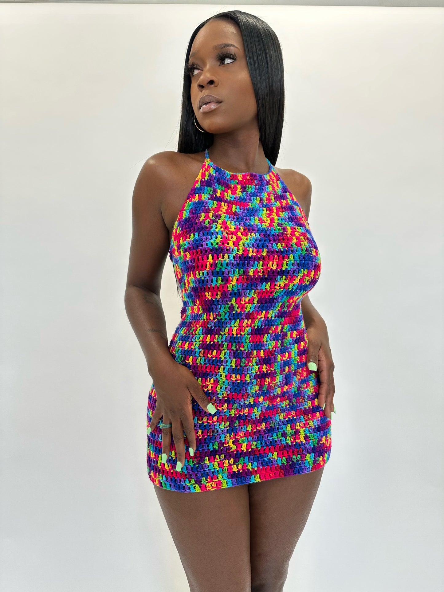 Multicolor Pixel Mini Dress