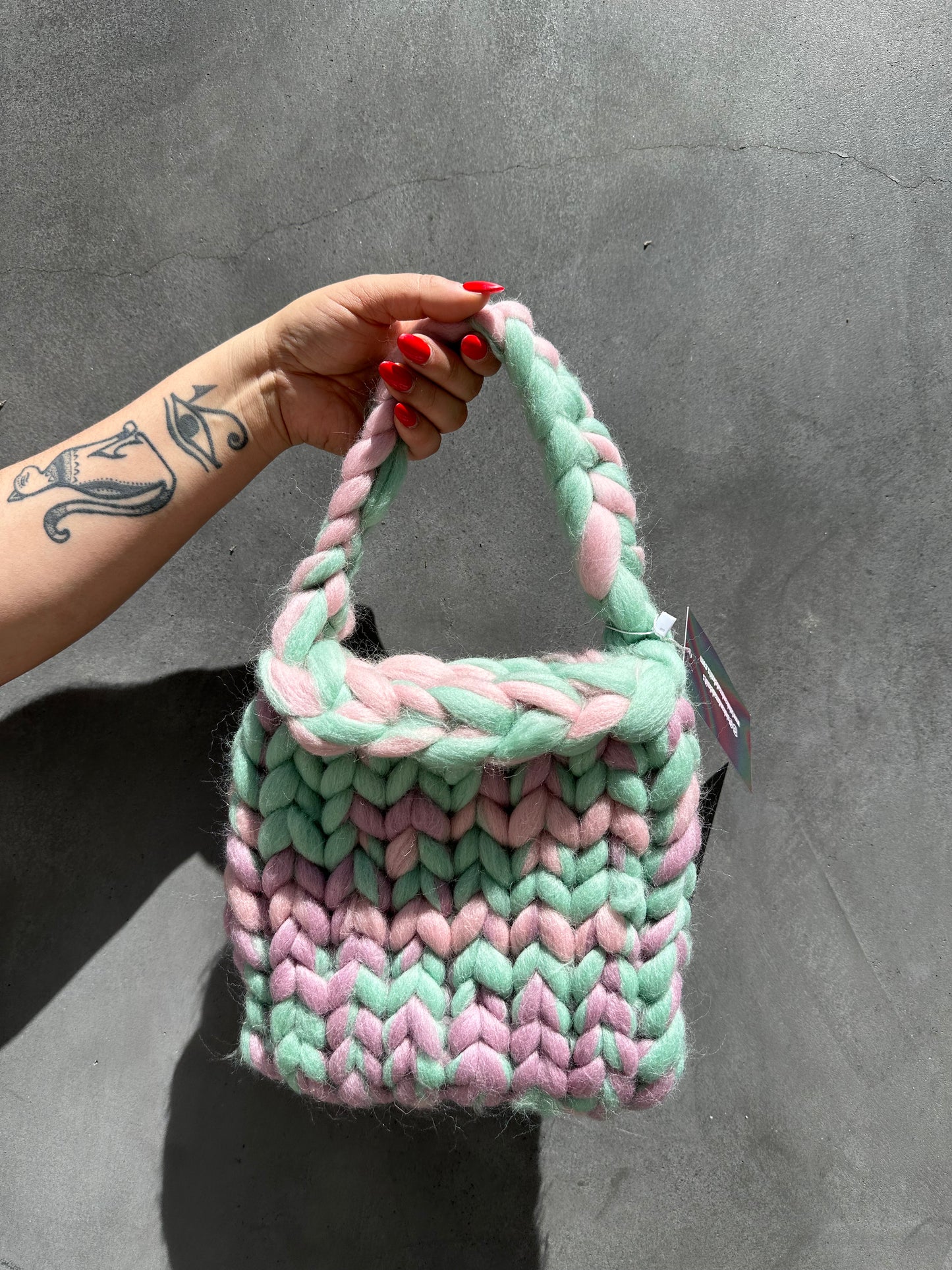 Chunky Wool Mint Multi Bag