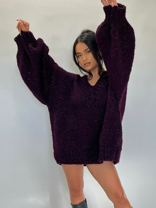 Galaxy Deep Purple Oversize Sweater