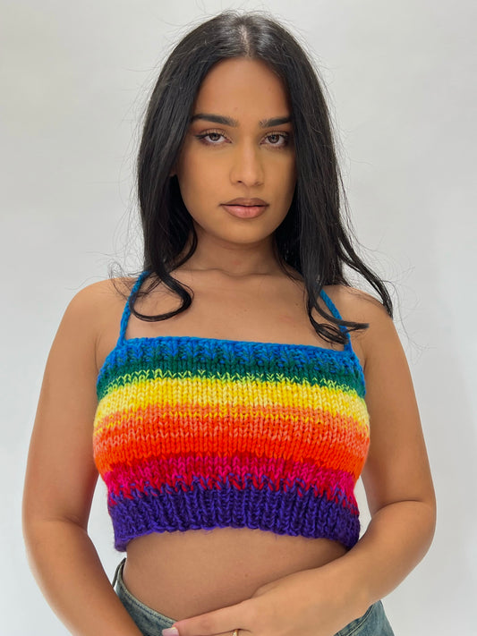 Rainbow Crop Knit Top