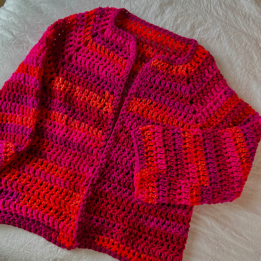Hot Pink Crochet Cardigan